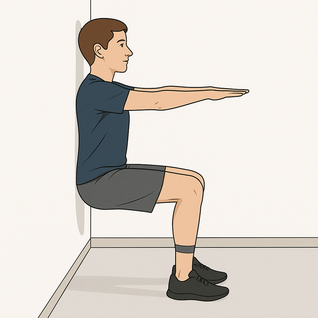 Isométrico de rodilla contra la pared