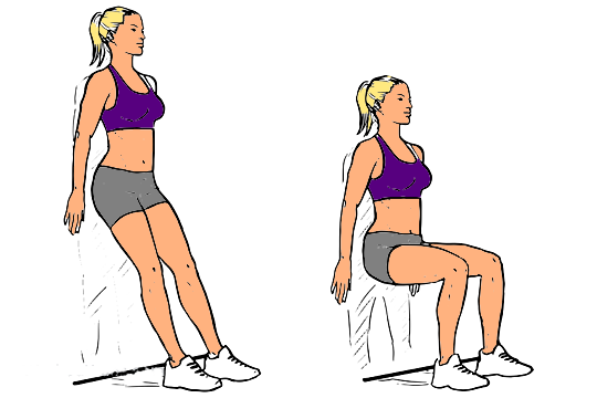 Sentadilla a pared con feedback visual