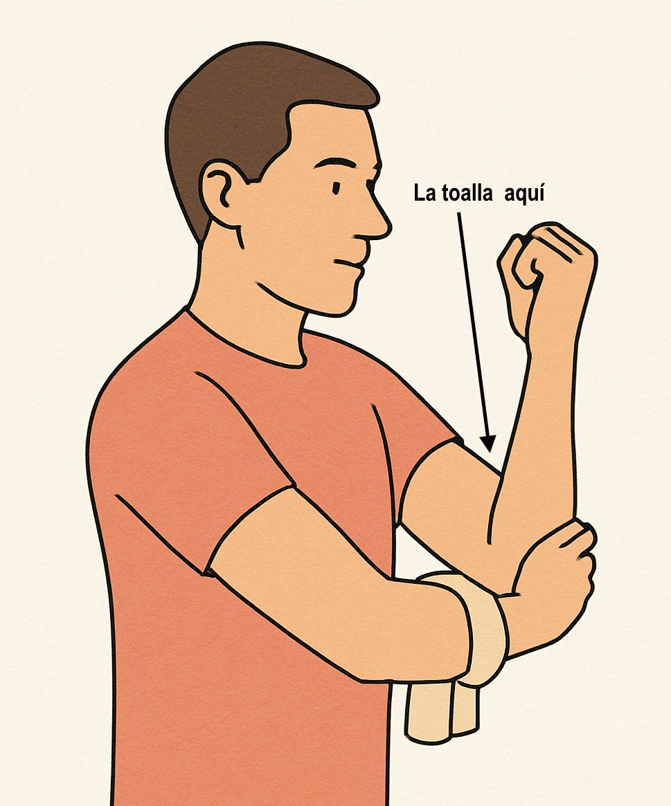 Auto-movilización del codo con toalla