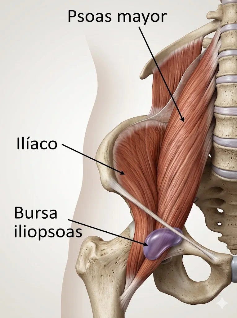 Músculo psoas mayor, músculo ilíaco y bursa del iliopsoas