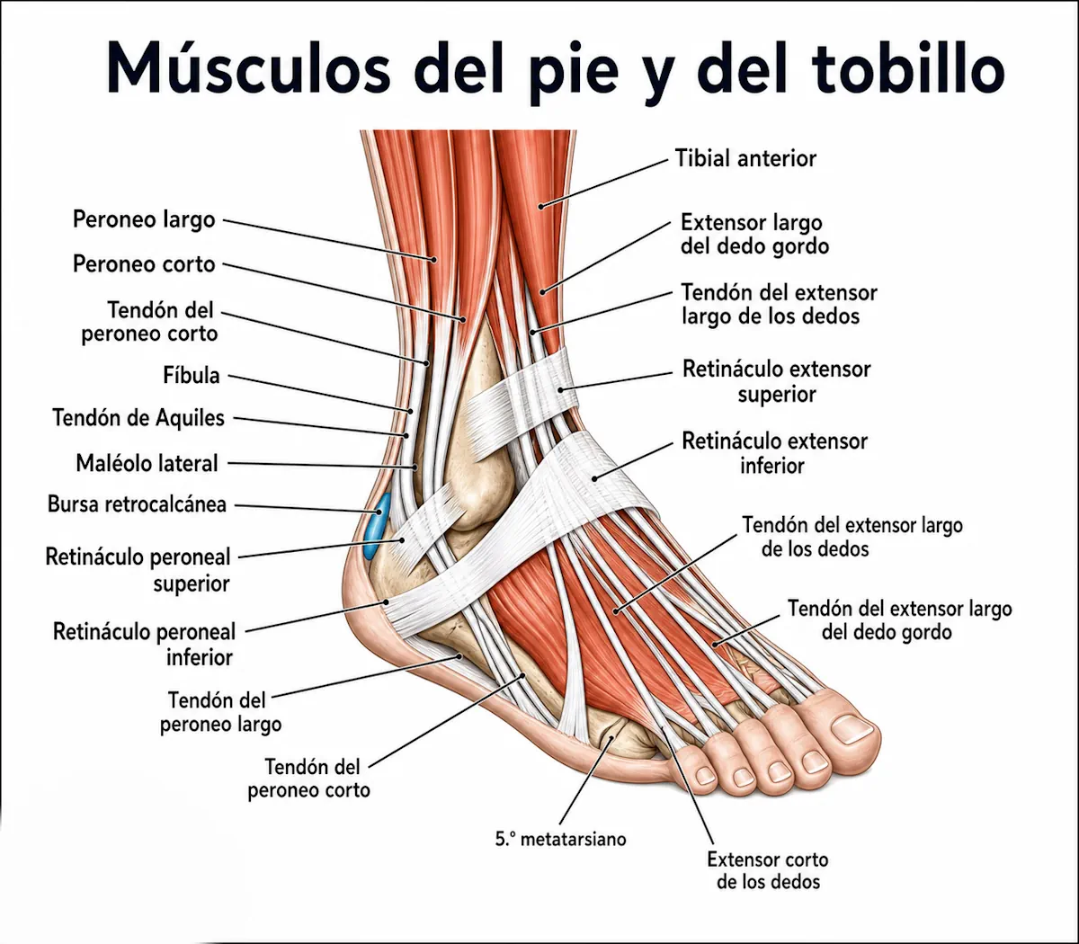 Anatomía de los extensores del pie