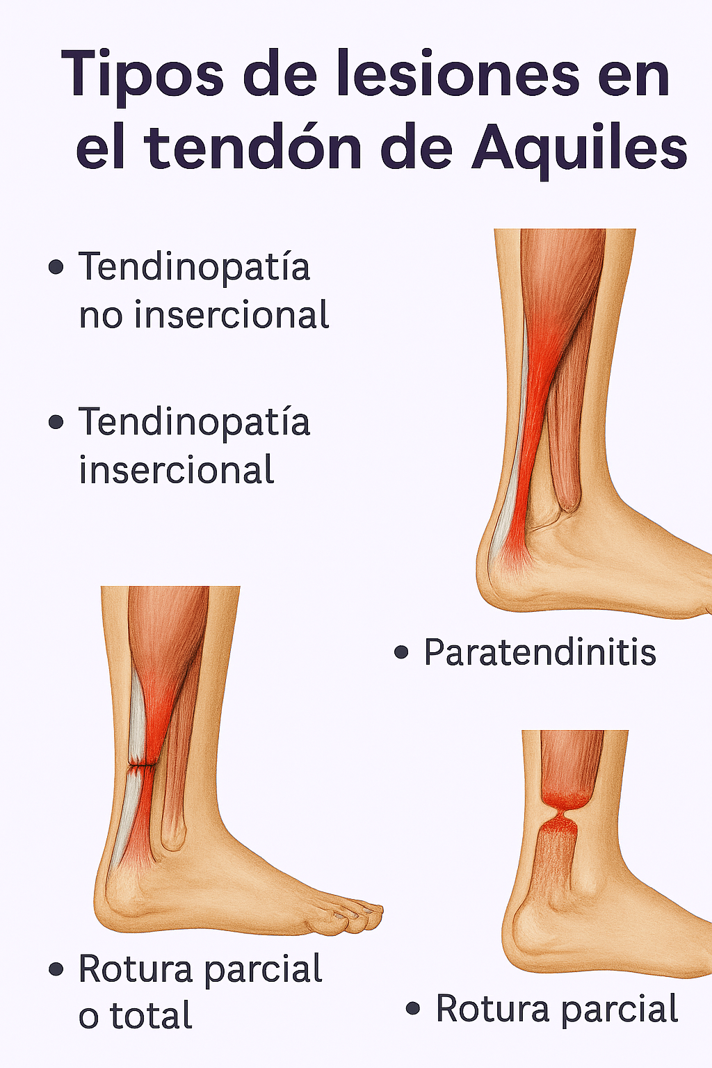 Tipos de lesiones en el tendón de Aquiles
