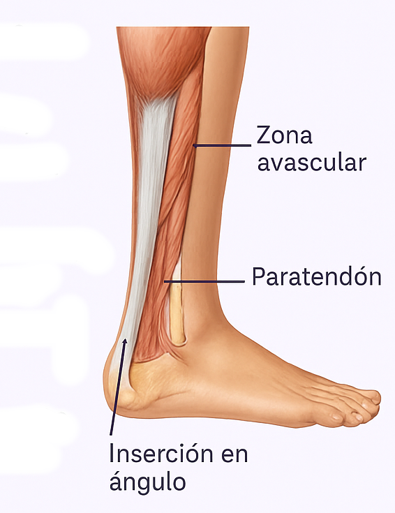 Zonas frecuentes de lesión en el tendón de Aquiles