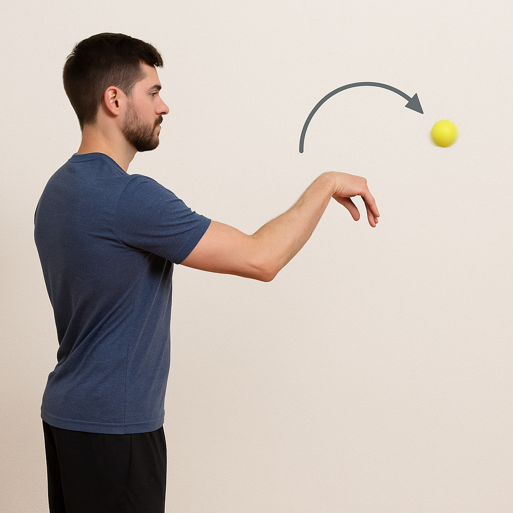 Ejercicio de lanzamiento suave contra pared con pelota