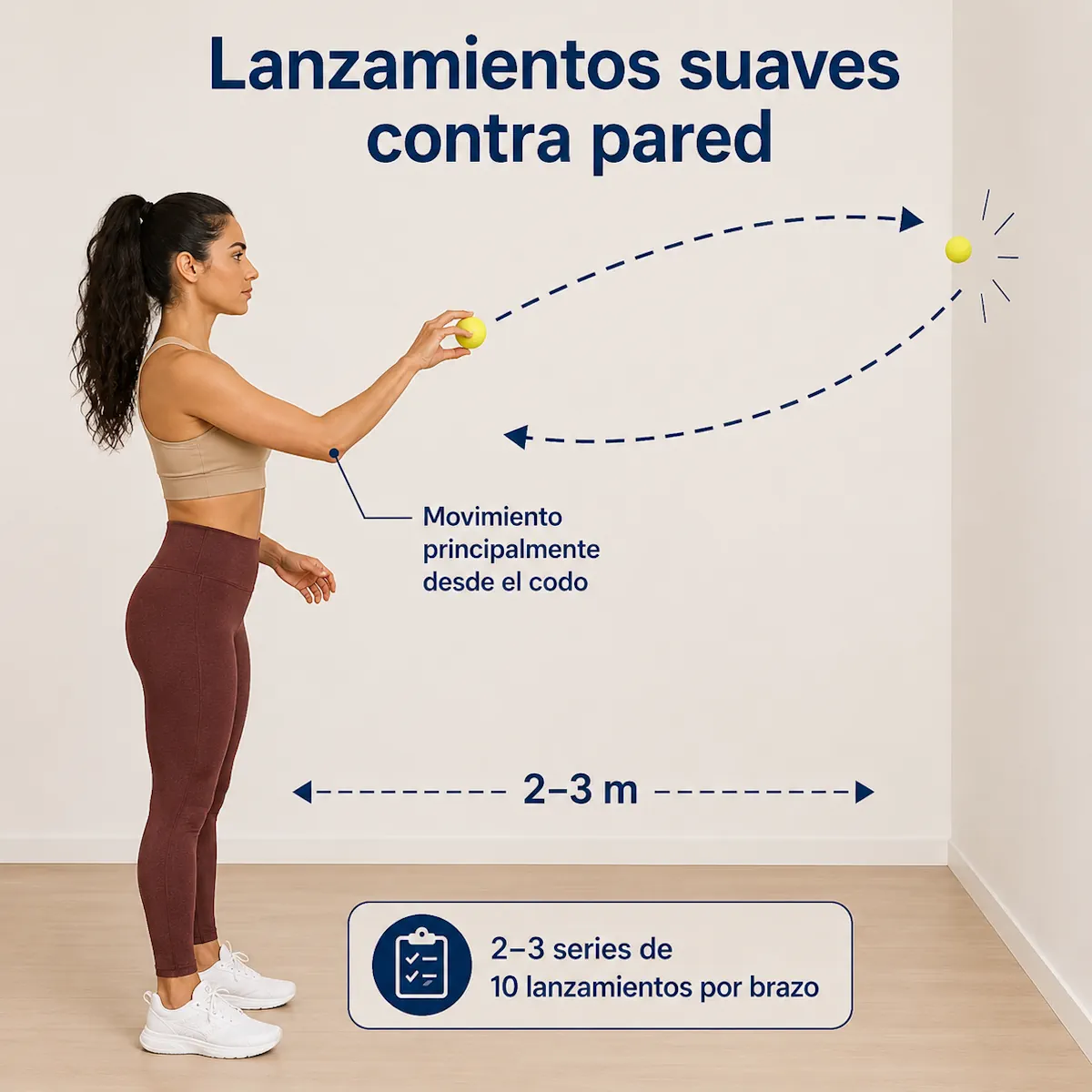 Ejercicio de lanzamiento suave contra pared con pelota
