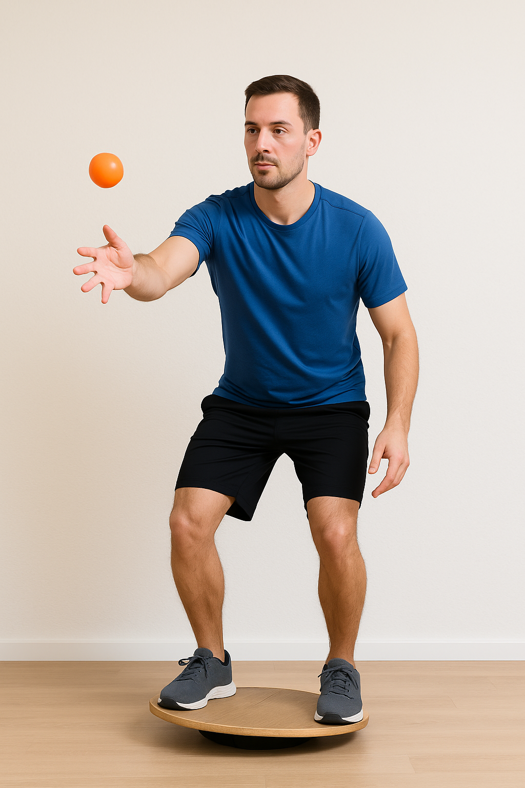 Ejercicio de propiocepción con tabla de equilibrio