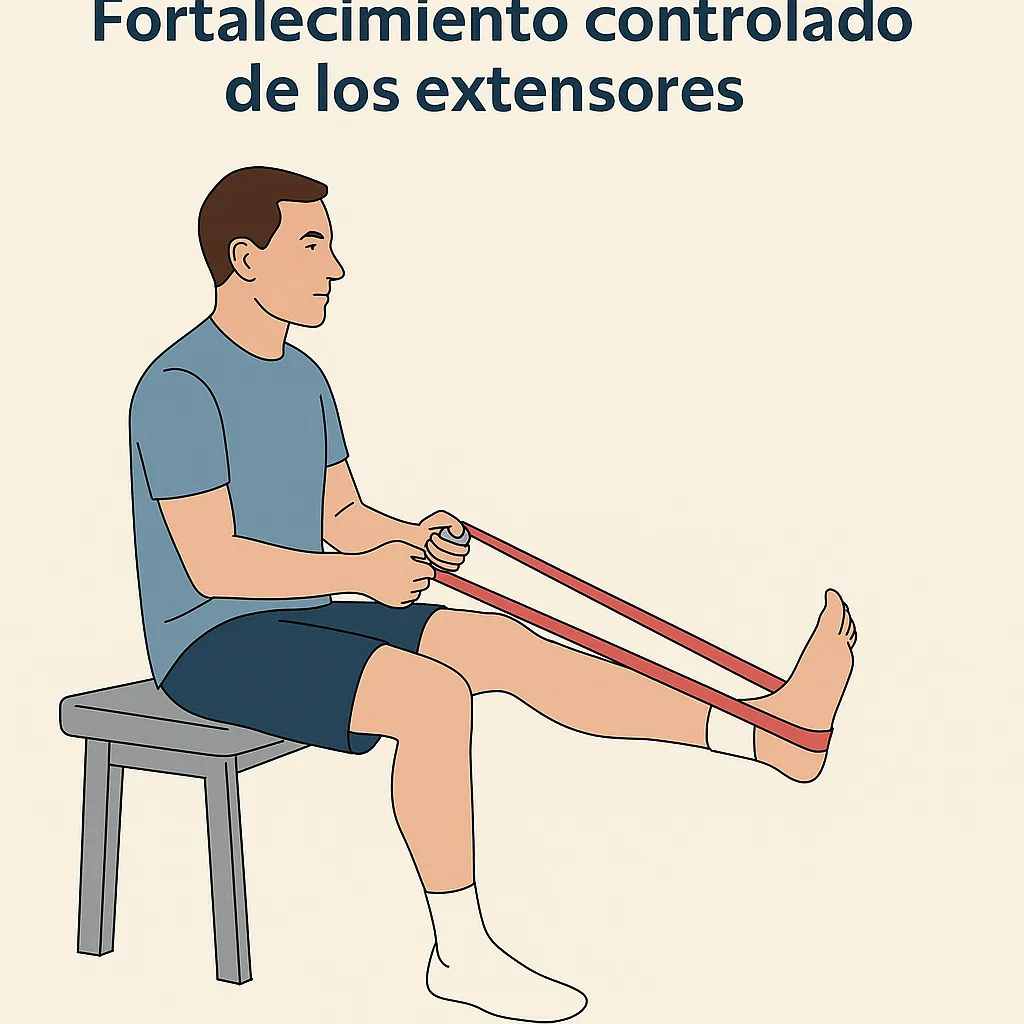 Ejercicio de fortalecimiento progresivo de los extensores del tobillo con banda