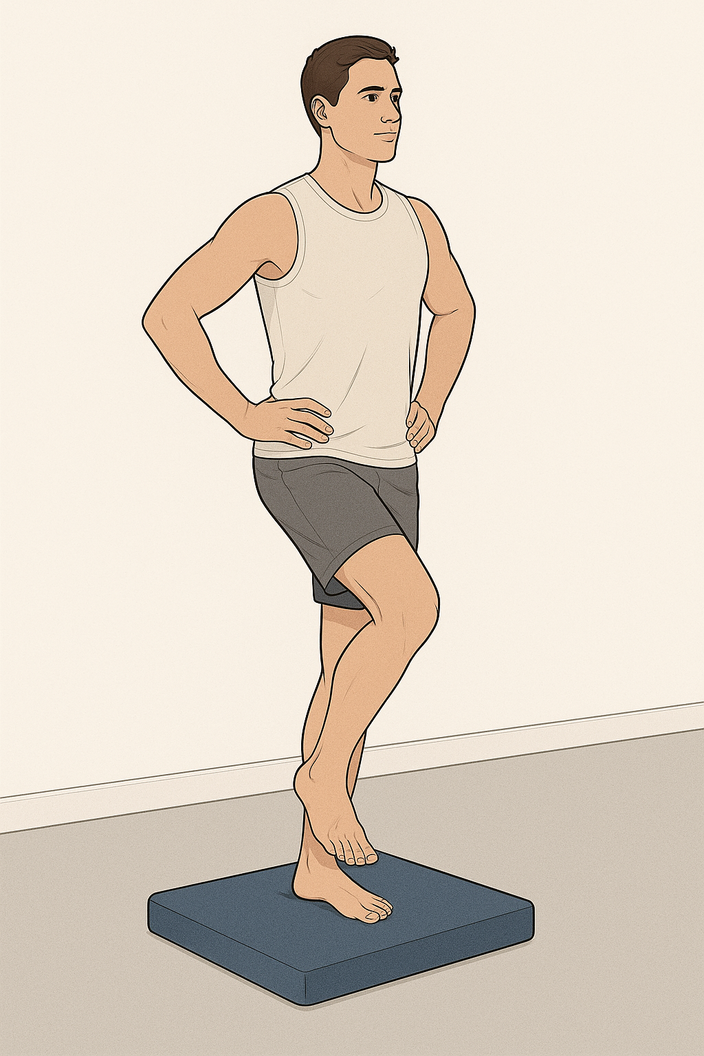 Ejercicio de equilibrio unipodal con activación del arco