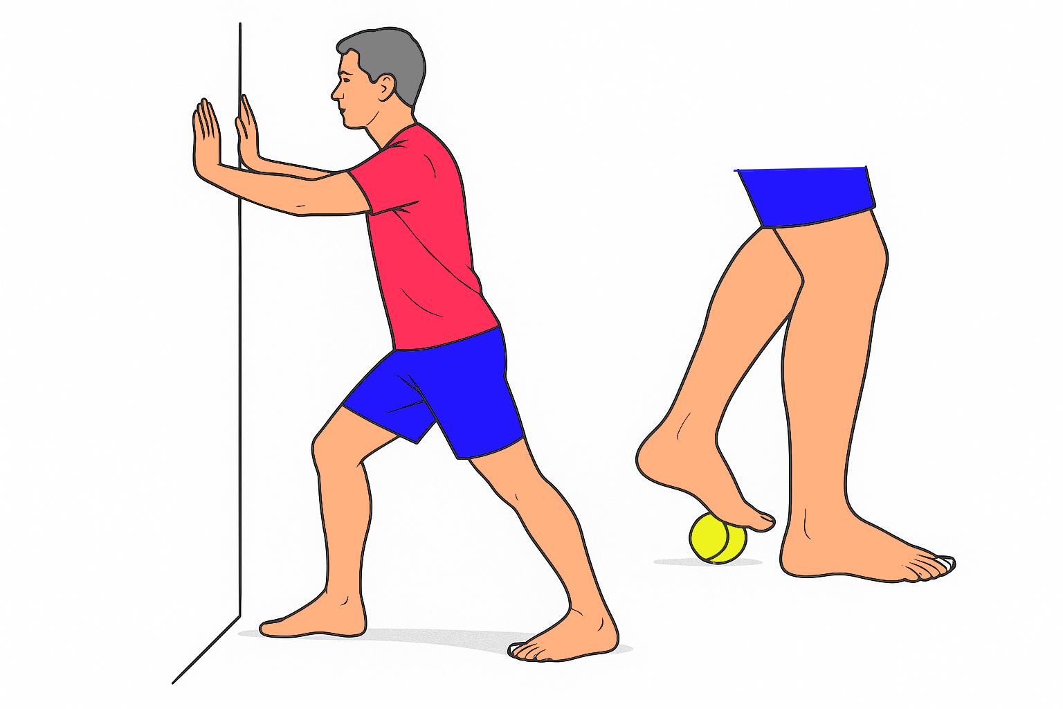 Estiramiento de fascia plantar con pelota