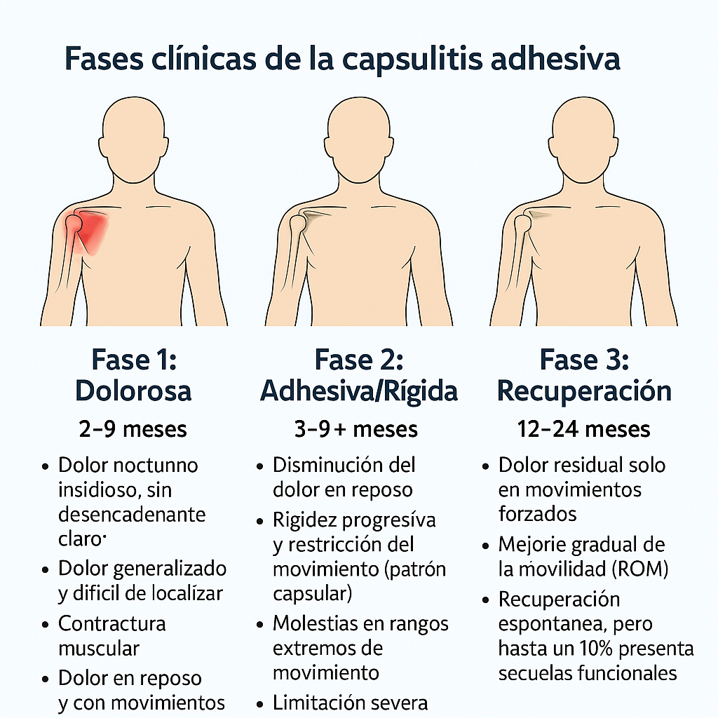 Fases clínicas de la capsulitis adhesiva