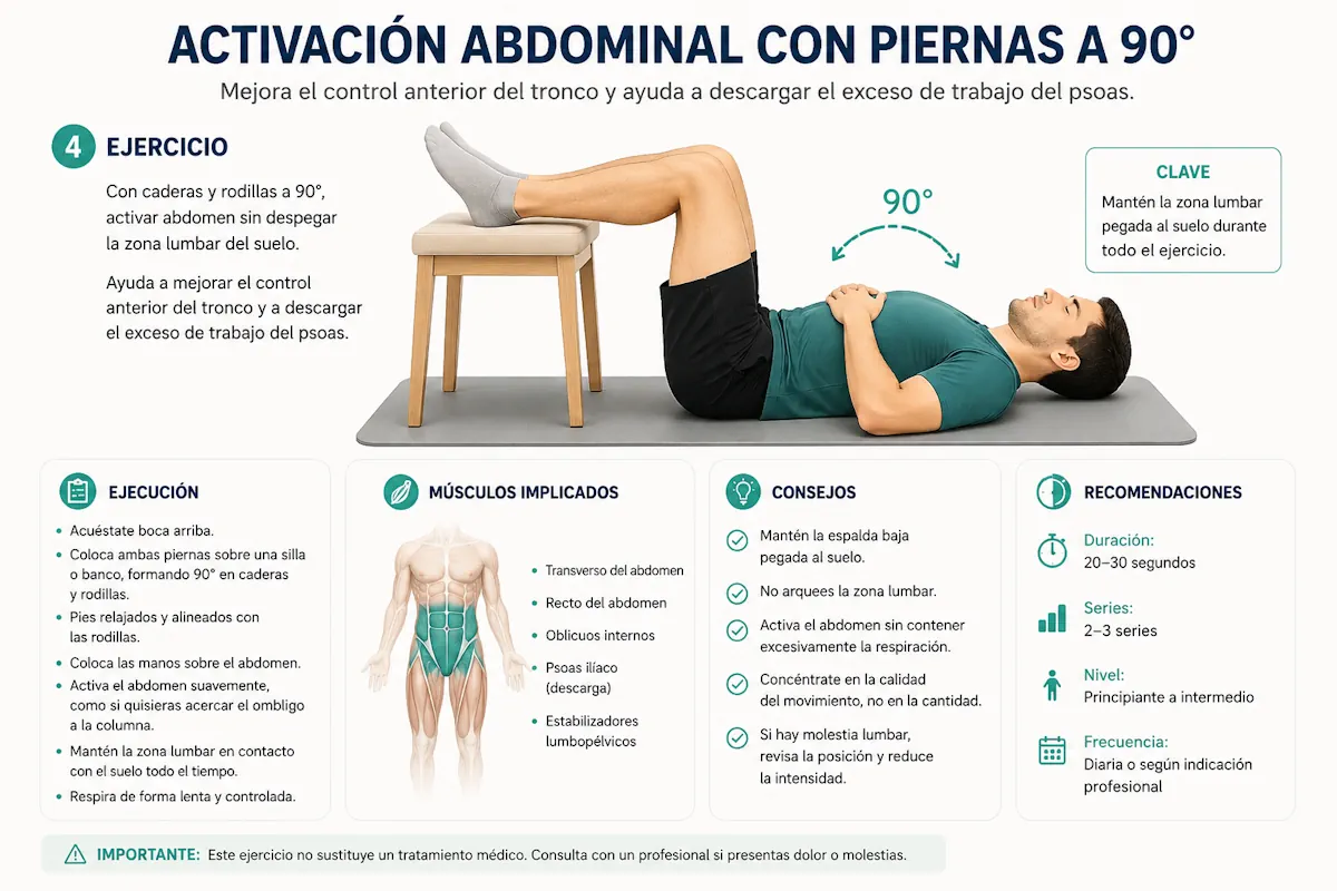 Activación abdominal con piernas a 90 grados