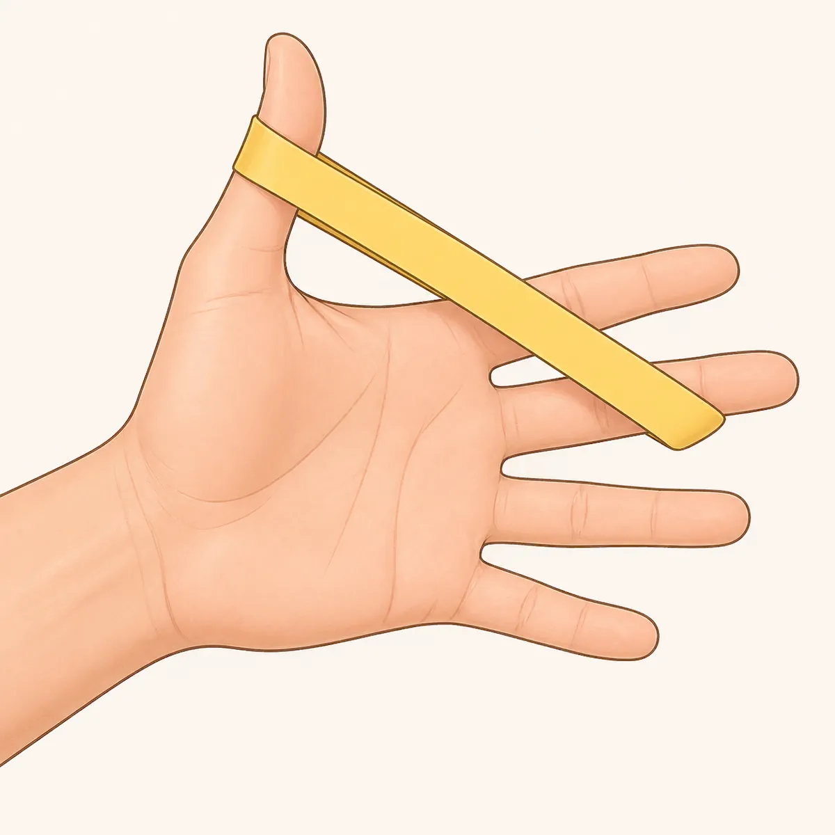 Ejercicio con goma elástica para el pulgar