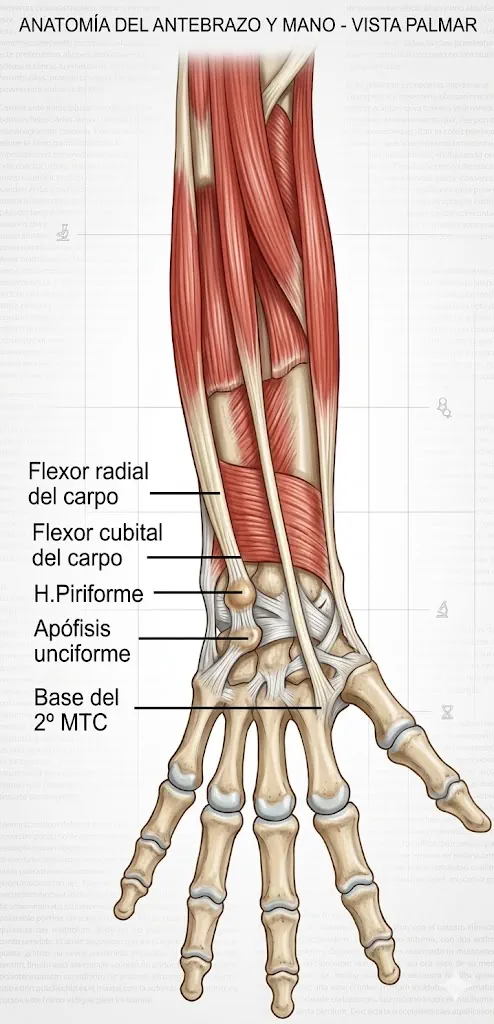 Angulación del tendón del flexor radial del carpo