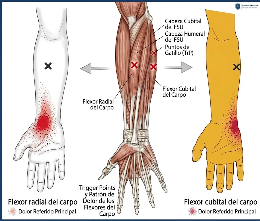 Dolor del FCU en cara palmar y cubital de la muñeca