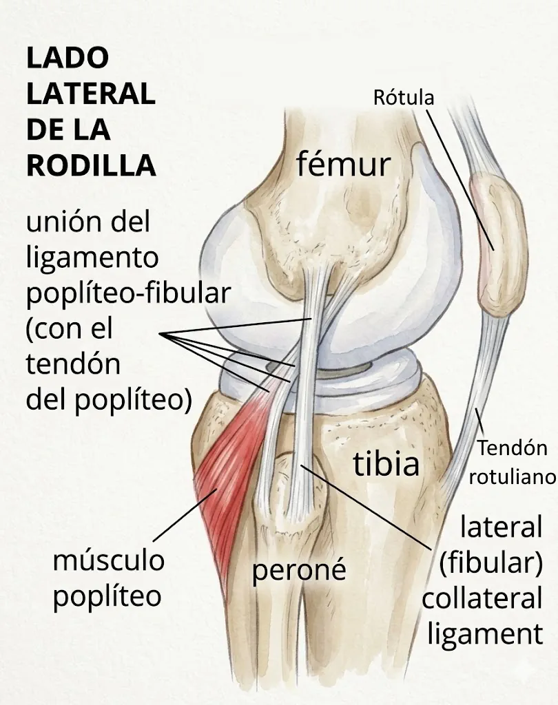 Inserciones del tendón poplíteo