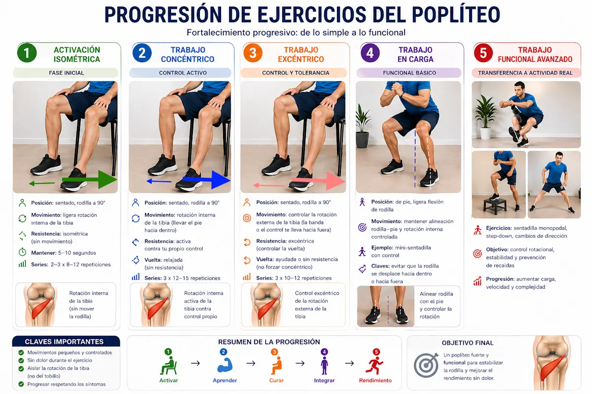 Progresión de ejercicios del poplíteo