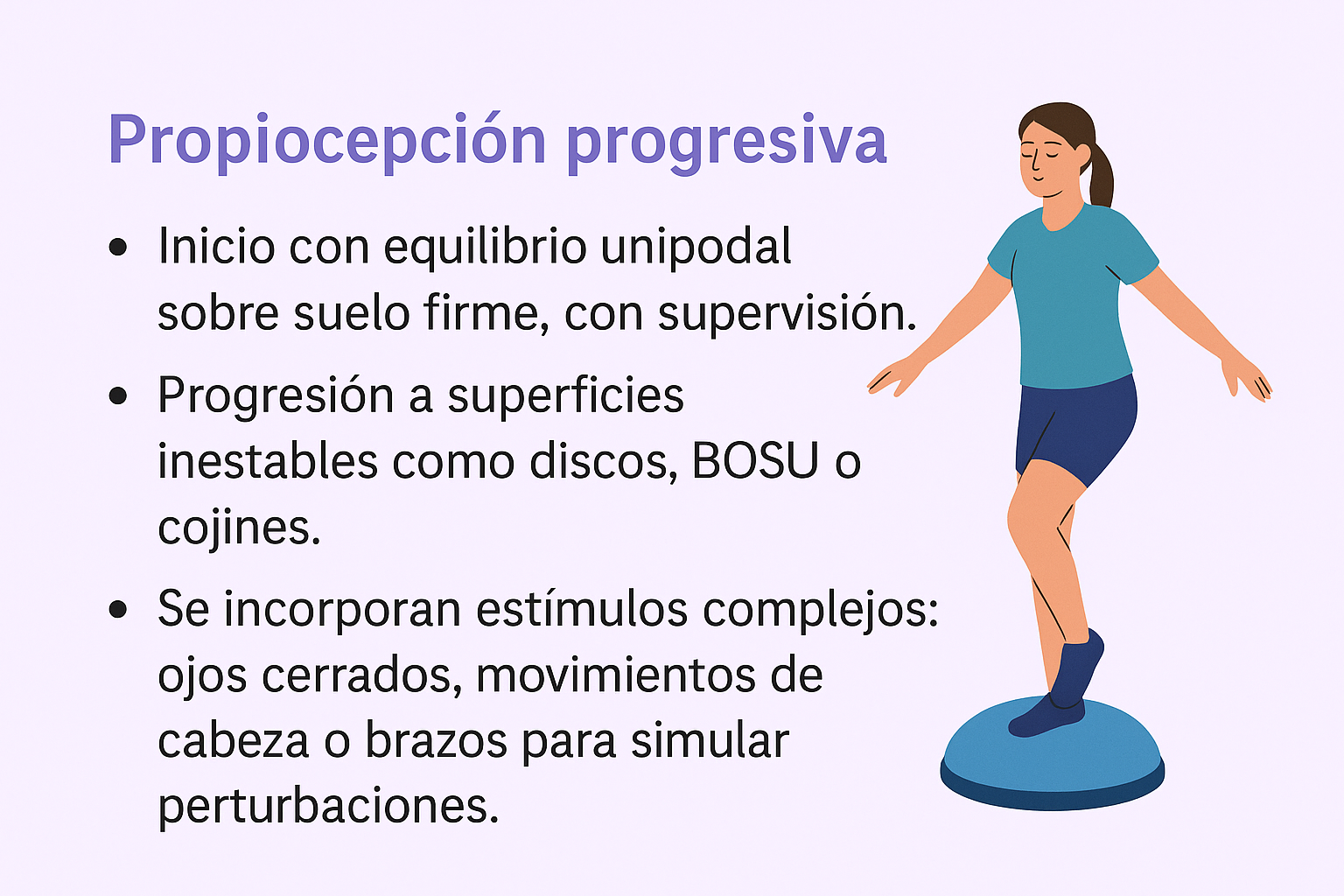 Ejercicio de propiocepción progresiva sobre BOSU